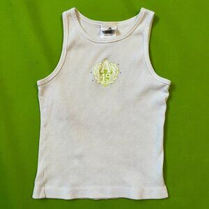 medium‎ Y2K Adidas white tank top green sportswear rhinestone